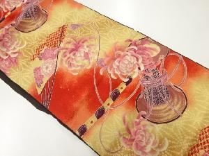 アンティーク　菊に古典柄模様昼夜帯（材料）